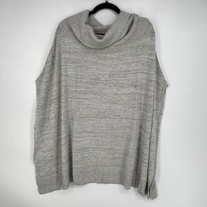 Sigrid Olsen Studio Woman Plus One Size Poncho Sweater Heather Gray Cotton Linen